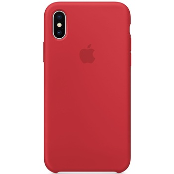 Husa protectie spate Bibilel cu logo Apple pentru iPhone X, silicon, rosu, BBL138 Husa protectie spate Bibilel cu logo Apple pentru iPhone X, silicon, rosu, BBL138