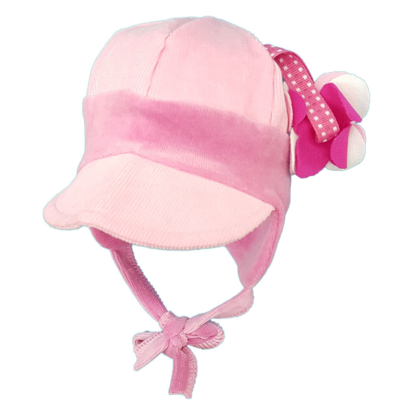 Sapca raiat Piticot cu flori S98NN, roz, 40 cm