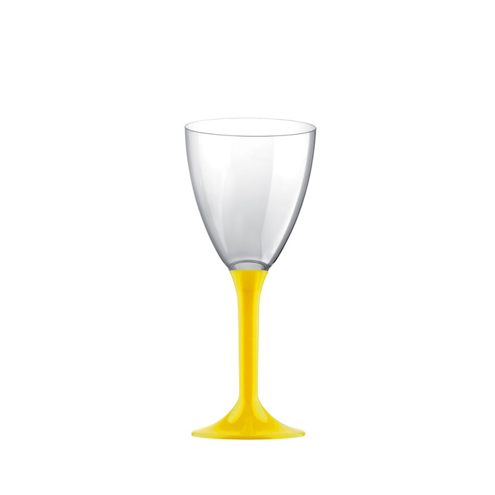 Pahar pt vin alb cu picior galben, 180 ml, 20 buc/set,GOLD PLAST, Sommelier Collection,