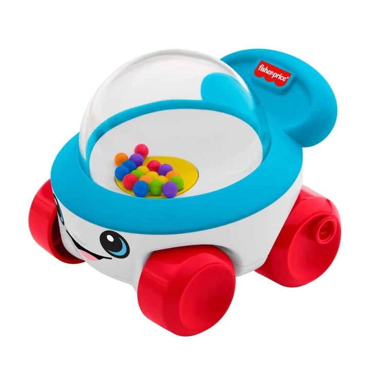 Играчка превозно средство Fisher-Price 763193, кола с топки в купола и механизъм, който ги повдига при всяко движение, многоцветна, за 6+ месеца