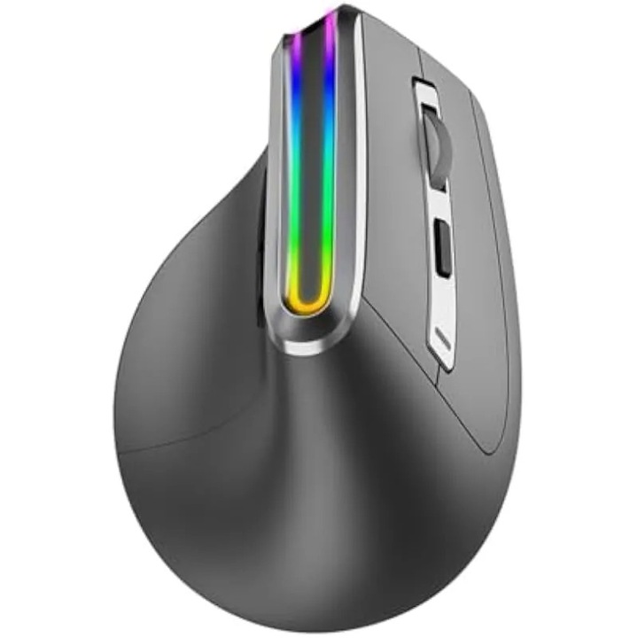 Вертикална ергономична RGB безжична USB оптична мишка, 6 бутона DPI