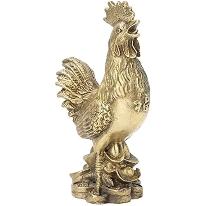 Метална фигурка кокошка Tyenaza, златна, 10x5см, символ на късмет