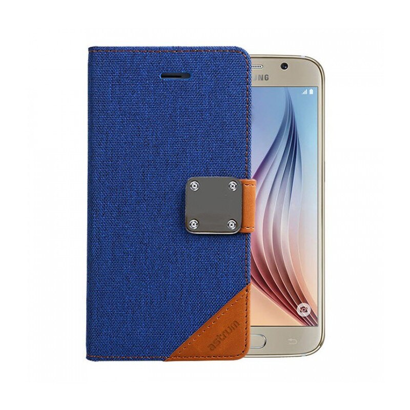 Husa Flip Carte cu Magnet Astrum FC MATTE BOOK Samsung G920 Galaxy S6 Albastru