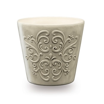 Masca ceramica decorativa cu model Retro, cu diametrul de 16 cm, culoarea granit, fara gauri de drenaj, pentru plante de interior, cu finisaj executat manual prin vopsire Masca ceramica decorativa cu model Retro, cu diametrul de 16 cm, culoarea granit, fara gauri de drenaj, pentru plante de interior, cu finisaj executat manual prin vopsire