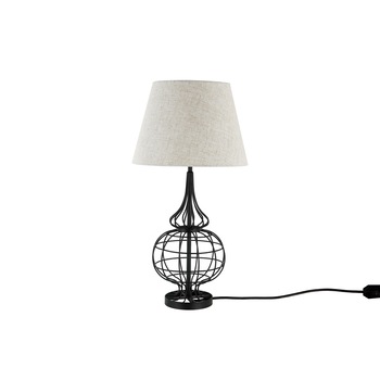 Veioza Frya, cadru metalic si intertii din material textil, diametru 30 cm, negru &alb/crem, Maison M Veioza Frya, cadru metalic si intertii din material textil, diametru 30 cm, negru &alb/crem, Maison M