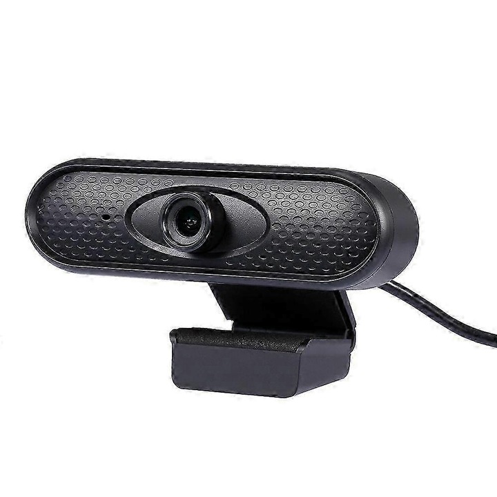 Уеб камера USB FRU-CJK0424-260918-253, 1080p Full HD (1920x1080) 30 fps, ръчен фокус, всепосочен микрофон, USB 2.0 Plug-and-Play, черна, 11.8×9.3×3.3 см