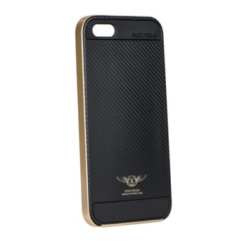 Husa protectie SILK pentru iPhone 5/5S/5SE, cu rama metalizata aurie, Negru Husa protectie SILK pentru iPhone 5/5S/5SE, cu rama metalizata aurie, Negru