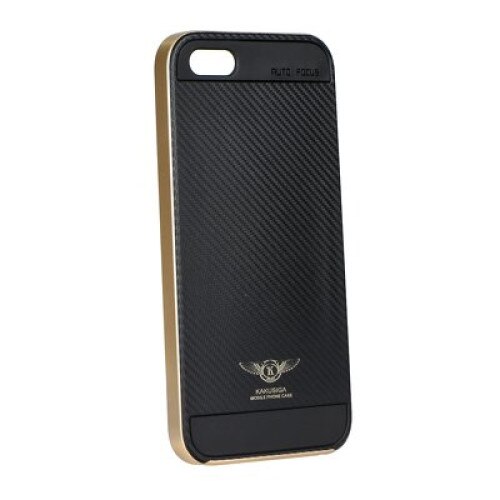 Husa protectie SILK pentru iPhone 6/6SE, cu rama metalizata auriu, Negru