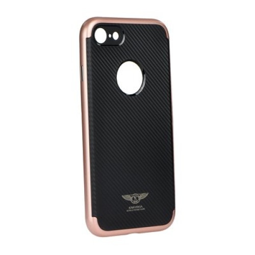 Husa protectie SILK pentru iPhone 7, cu rama metalizata roz, Negru