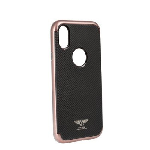 Husa protectie SILK pentru iPhone X, cu rama metalizata roz, Negru