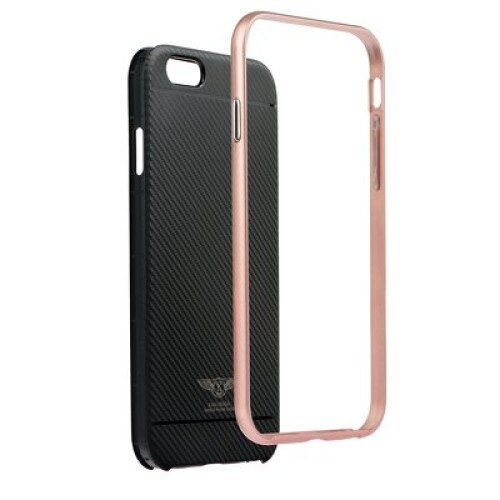 Husa protectie SILK pentru Samsung GALAXY A3 2017 (A320), rama metalizata roz, Negru