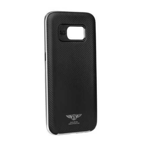 Husa protectie SILK pentru Samsung GALAXY S7 EDGE (G935), rama metalizata argintie, Negru