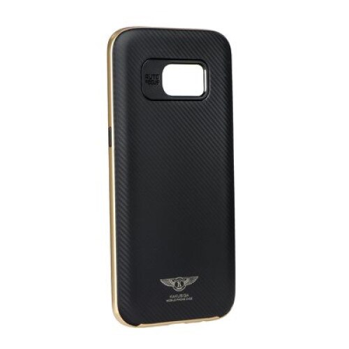 Husa protectie SILK pentru Samsung GALAXY S7 EDGE (G935), rama metalizata aurie, Negru