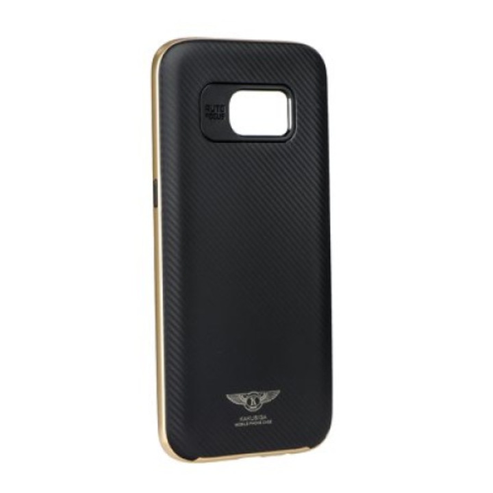 Husa protectie SILK pentru Samsung GALAXY S8 PLUS (G955), rama metalizata aurie, Negru