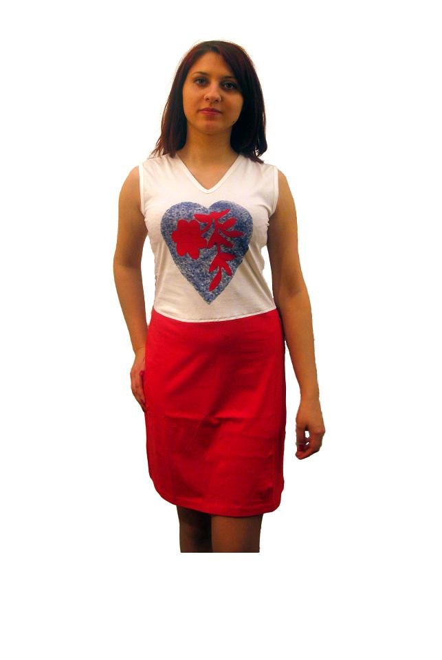 Rochie Gabriela alb/rosu M Eu