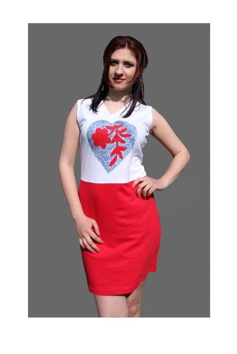 Rochie Gabriela alb/rosu M Eu