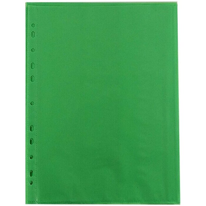 Folie protectie documente A4, verde, 40 microni, 100 buc/set