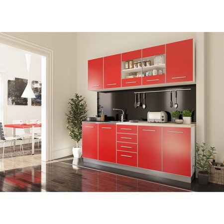 Bucatarie Riga, Rosu/Alb, L 200 cm