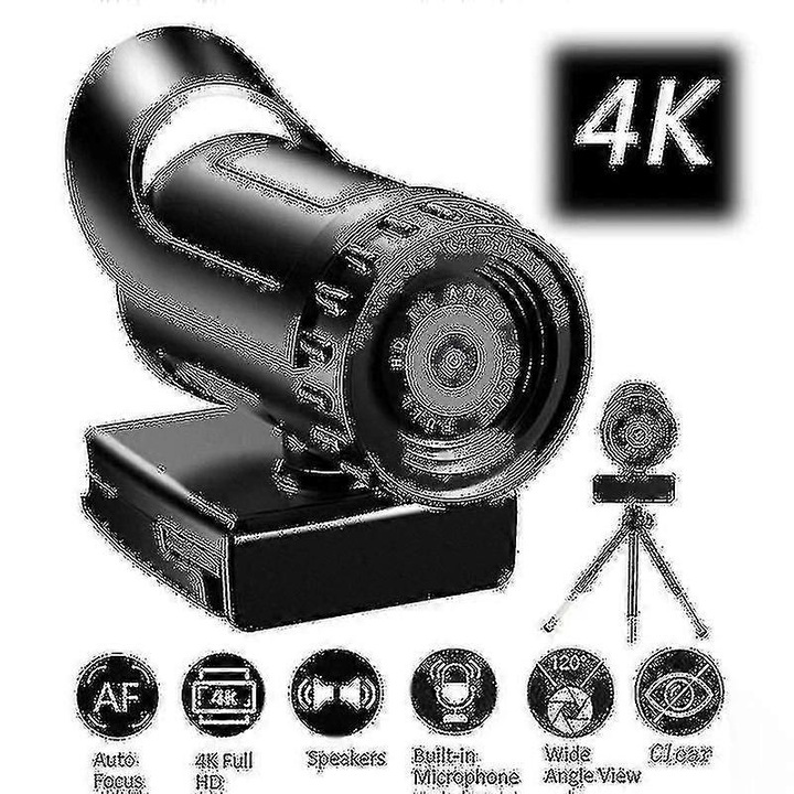 Уеб камера FRU-CJK0424-260918-1181 4K с автофокус, широк ъгъл, вграден микрофон, USB 3.0, 8 MP сензор, черна, 1,8 м кабел
