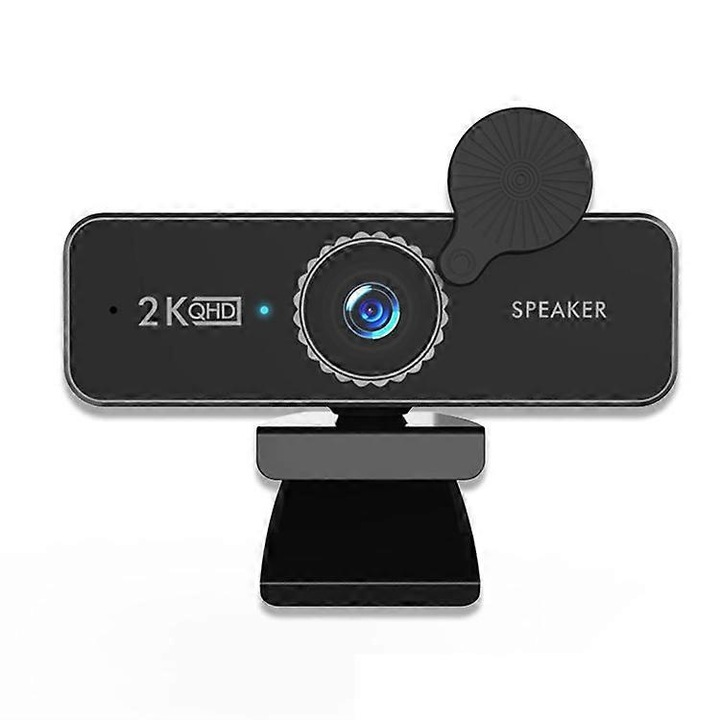 Уеб камера C580 FRU-CJK0424-260918-1206, 2K QHD (2560x1440) 5MP, USB 2.0, 30 FPS, широк ъгъл 120°, всепосочен микрофон с капак за поверителност и вграден високоговорител, черна