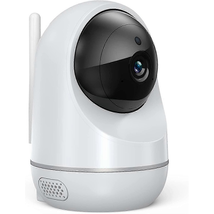 Wi-Fi камера за наблюдение FRU-CJK0424-260918-1232, 1080p, двубандова 2.4/5GHz, детекция на движение и звук, двупосочен интерком, нощно виждане, бяла