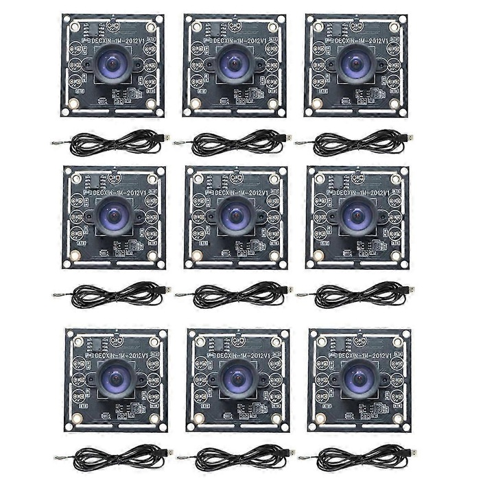 Комплект от 9 модулни камери USB OV9732 1MP 1280x720 30fps, зрителен ъгъл 100°, фиксиран фокус, USB кабел 1.5 м, черен, FRU-CJK0424-260918-1496