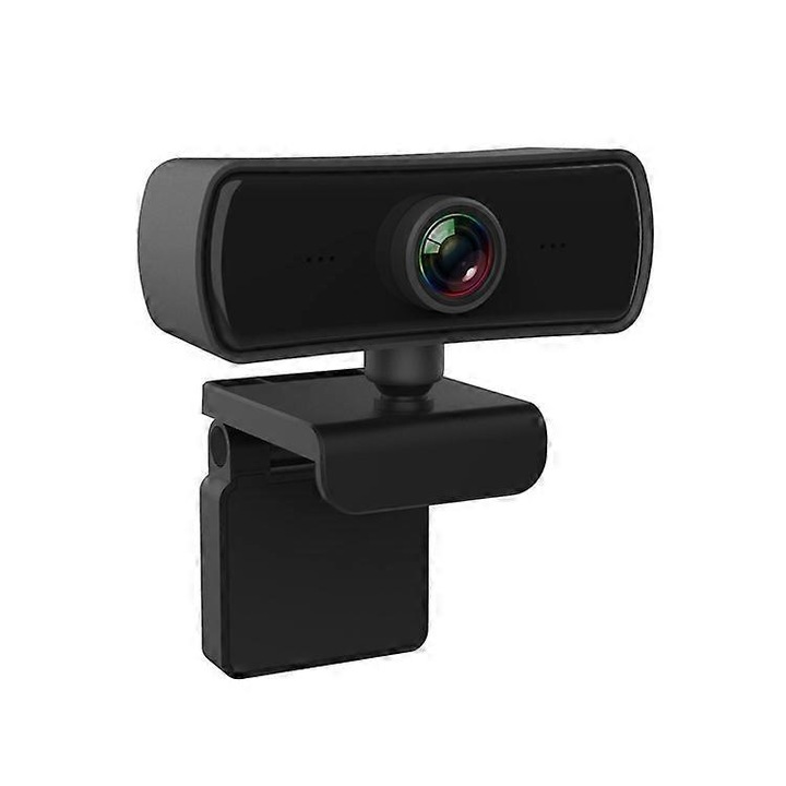 Уебкамера USB FRU-CJK0424-260918-1507, 4MP (2K) с автофокус, 1080p 30FPS, вграден микрофон, въртене на 360°, щипка за лаптоп, черна
