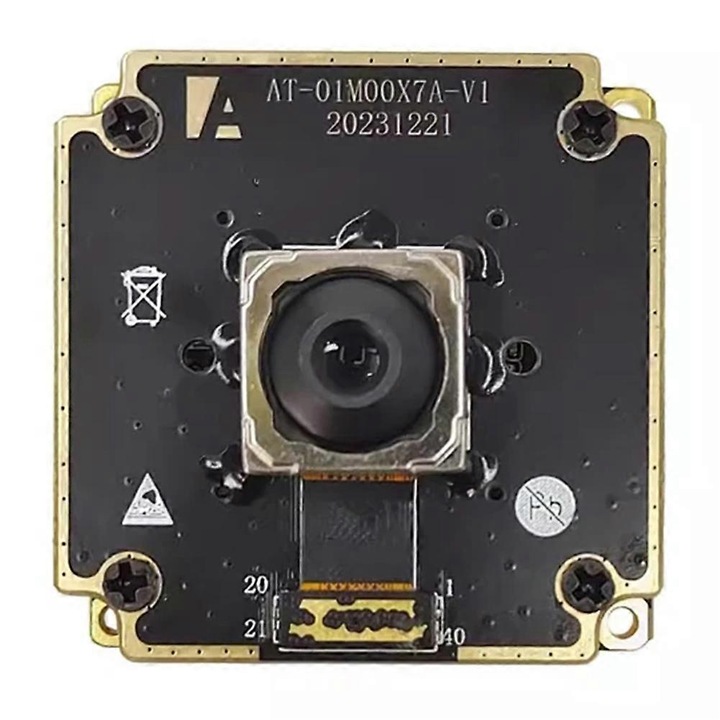 Модул камера USB IMX766 AT-01M00X7A-V1 FRU-CJK0424-260918-073, 50MP 1/1.56" CMOS, 8160×6120 (50MP) 5FPS / 4000×3000 15FPS, PDAF, MJPEG/YUY2 UVC, USB2.0, захранване 5V, кабел 1 м, черен, 38×38 мм