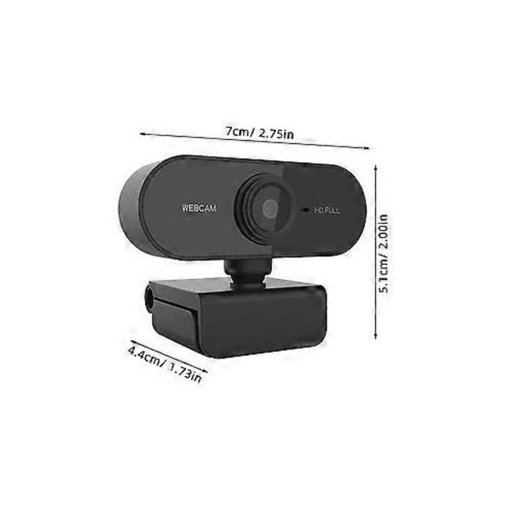 Уеб камера USB FRU-CJK0424-260919-1065, 1080P (2MP) с автофокус и вграден микрофон, 30 FPS, USB 2.0, черна