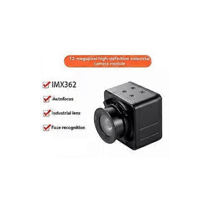 Камера USB FRU-CJK0424-260918-246, 12MP, автофокус, сензор IMX362, 4K, за лицево разпознаване и сканиране на документи, черна