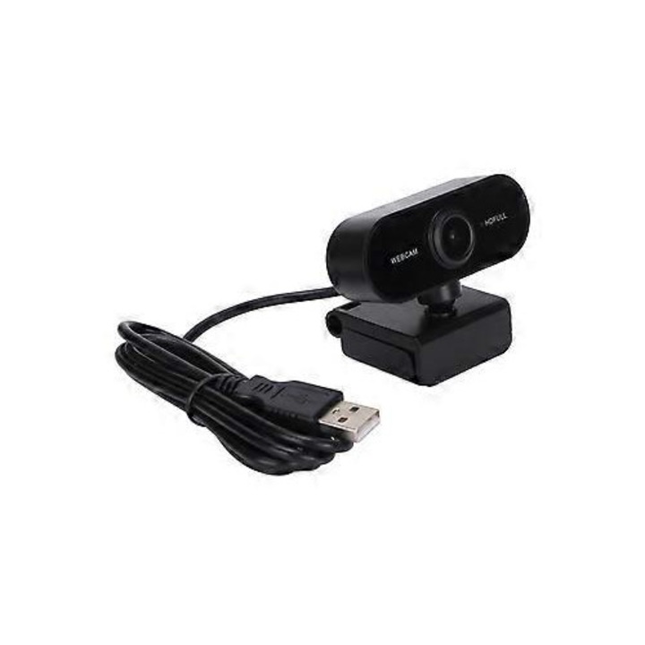 Уеб камера FRU-CJK0424-260918-1304, 1080P Full HD, автофокус, вграден микрофон, USB без драйвери (plug and play), черна