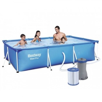 Piscina Bestway cadru metalic, pompa si cartus filtrant, 300 x 201 x 66cm, dreptunghiulara Piscina Bestway cadru metalic, pompa si cartus filtrant, 300 x 201 x 66cm, dreptunghiulara