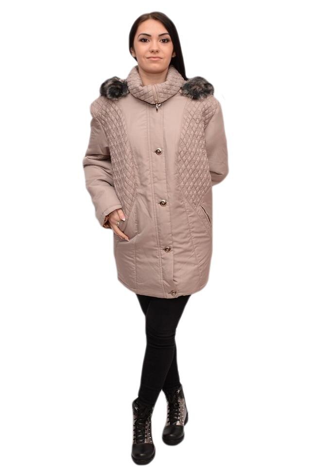 Jacheta moderna cu aspect matlasat si nasturi, D&J Exclusive, Bej