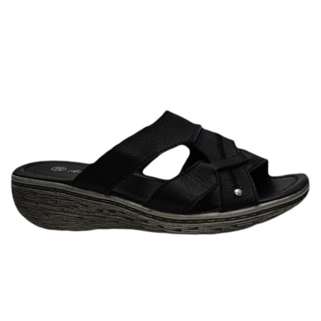 Papuci confortabili, din piele cu barete, D&J Exclusive, Negru, 38