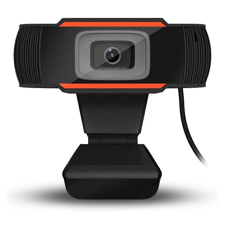 Уеб камера FRU-CJK0424-260918-045, 720p HD, 5 MP CMOS сензор, USB 2.0, вграден микрофон, 30 fps, черен/оранжев