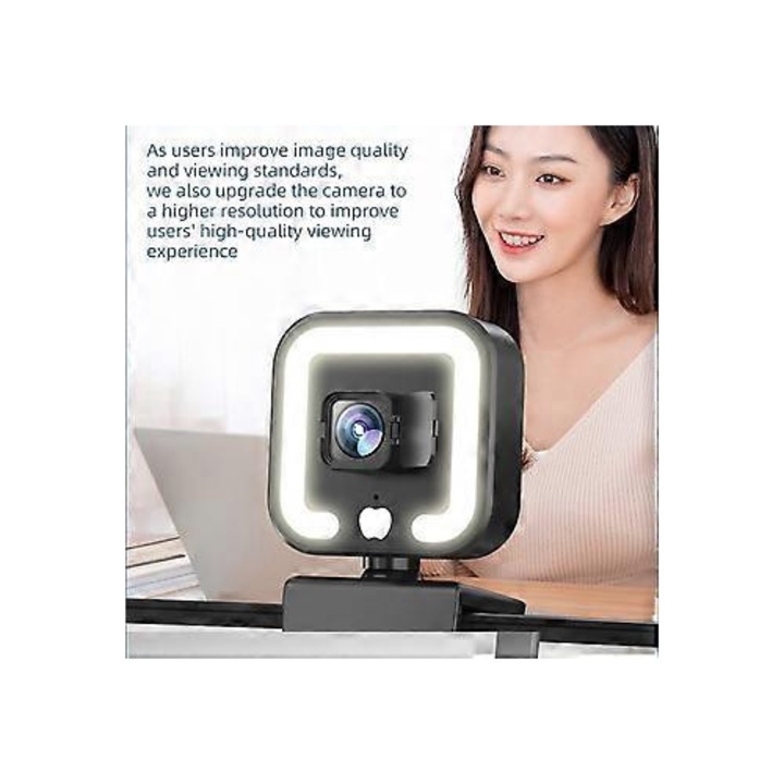 Уебкамера FRU-CJK0424-260918-847, автофокус 1080p 45FPS, USB 3.0, вграден микрофон, тъч ринг лампа, кабел 1.5 м, черна