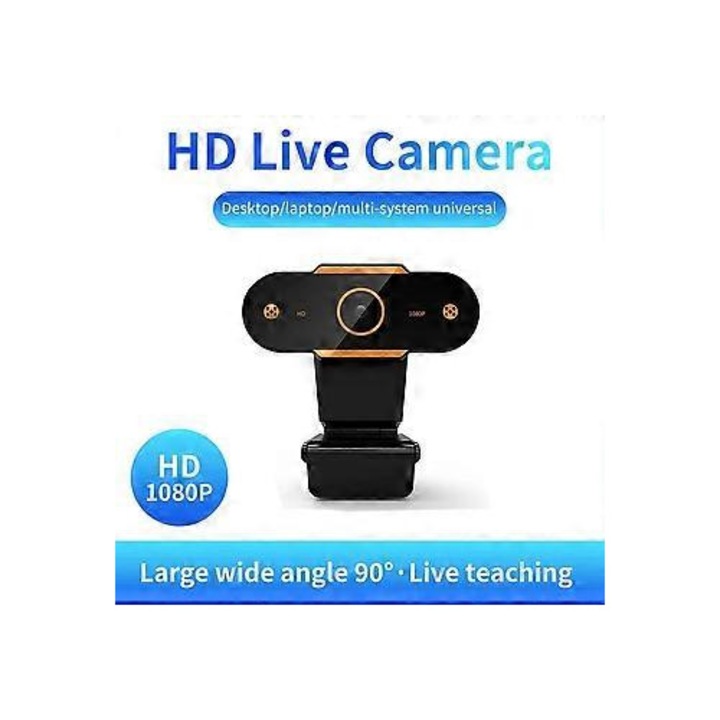 Уеб камера FRU-CJK0424-260918-771 1080p Full HD, автофокус, CMOS сензор, USB 2.0, вграден микрофон, широк ъгъл 90°, 30 FPS, черна