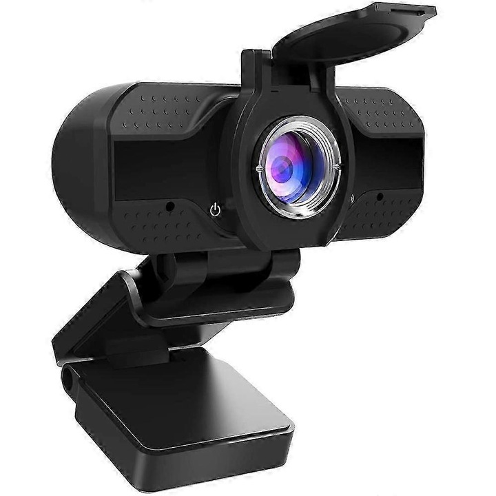 Уеб камера 1080p FRU-CJK0424-260918-308, цифров стерео микрофон, затвор за поверителност, гъвкав монтаж, черна
