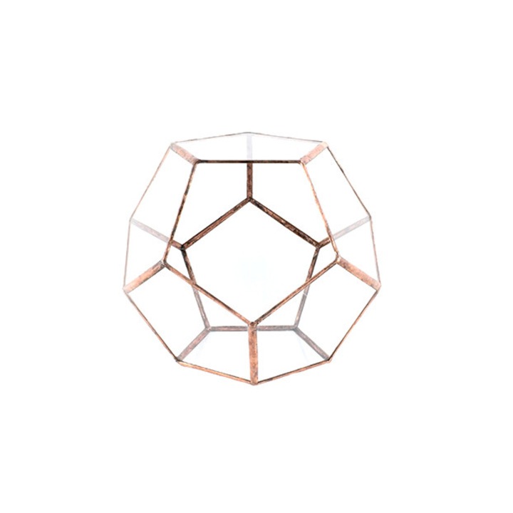 Terariu geometric sticla dodecaedru 11.5x14x14 cupru