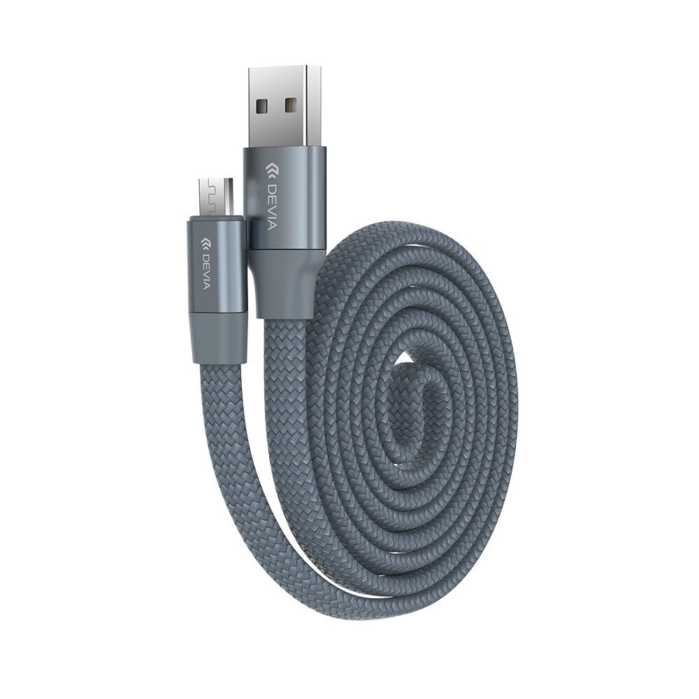Cablu Devia Ring MicroUSB, 0.8m, 2.4A, impletitura nylon, Gray