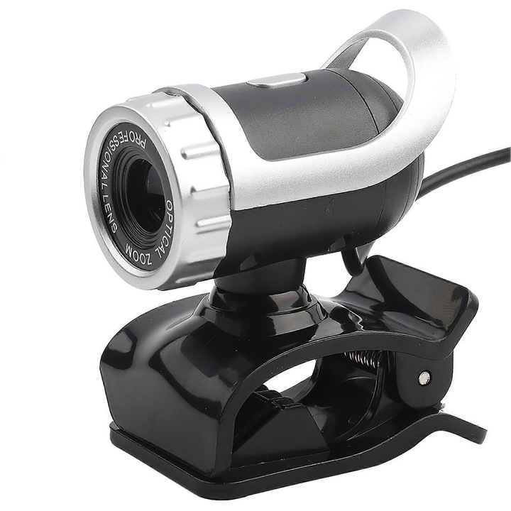 Уеб камера FRU-CJK0424-260918-1290, 0.3 MP (640x480) 30 fps, вграден микрофон, въртене на 360° и накланяне на 30°, кабел 140 см, сребрист
