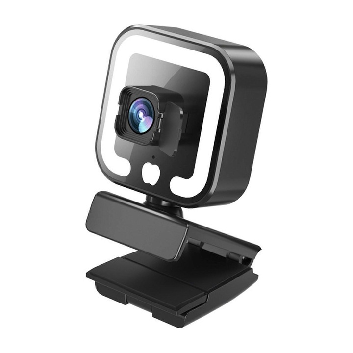 Уебкамера 1080p FRU-CJK0424-260919-950, автофокус, ринг осветление 3 степени, вграден микрофон, USB 3.0, 45 FPS, закрепване щипка/трипод, черна