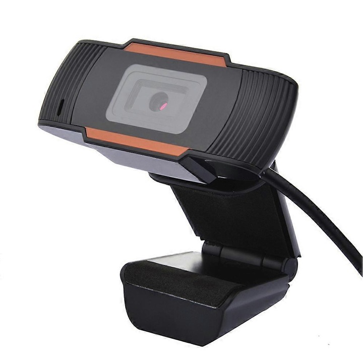 Уебкамера FRU-CJK0424-260918-1151 с микрофон, USB, стойка с щипка за монитор, черно/оранжево