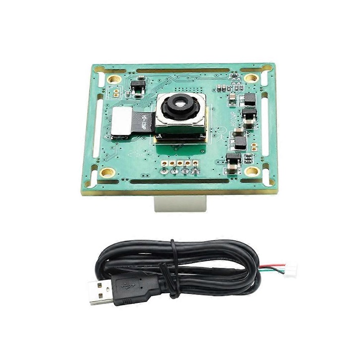 Модул камера USB FRU-CJK0424-260918-347, сензор IMX362 12MP, автофокус, USB 2.0 без драйвери, сензор 1/2.55", диагонално зрително поле 76°, зелена печатна платка