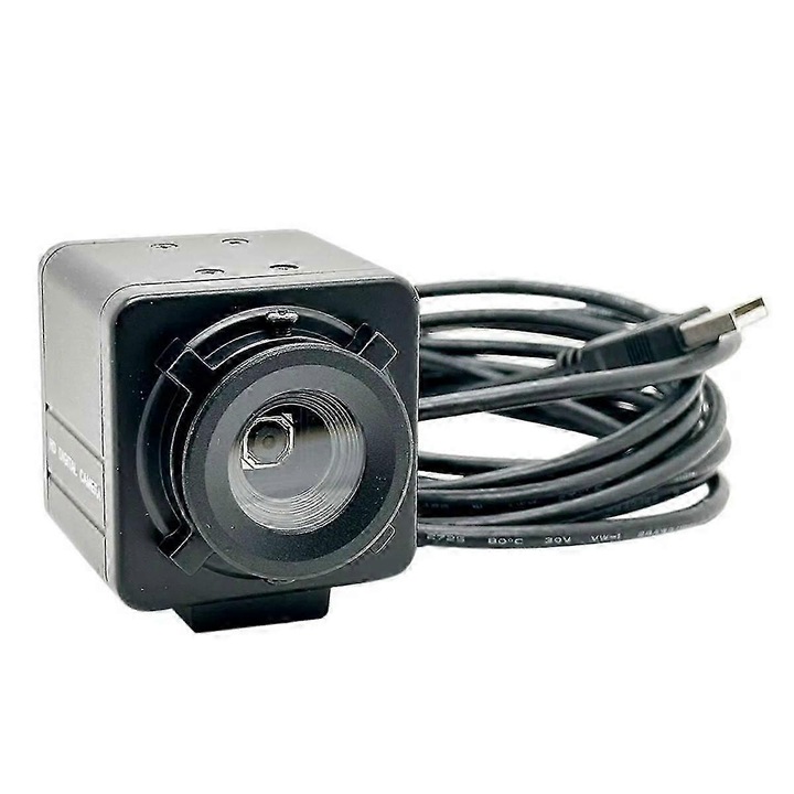 Индустриална USB камера FRU-CJK0424-260918-335, сензор IMX179 8MP, автофокус, UVC/OTG, USB 2.0, черна, кабел 1 м