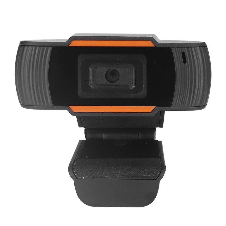 Уеб камера FRU-CJK0424-260918-1481 Full HD 1080p, автофокус, вграден стерео микрофон, USB plug-and-play, с LED индикатор, черна/оранжева