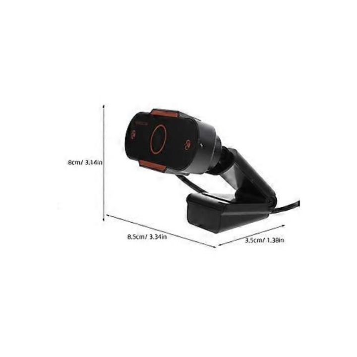 Уеб камера FRU-CJK0424-260918-1236, автоматичен фокус, USB 2.0, вграден микрофон, сензор Sensor2137, черна, 8.5 x 8 x 3.5 см