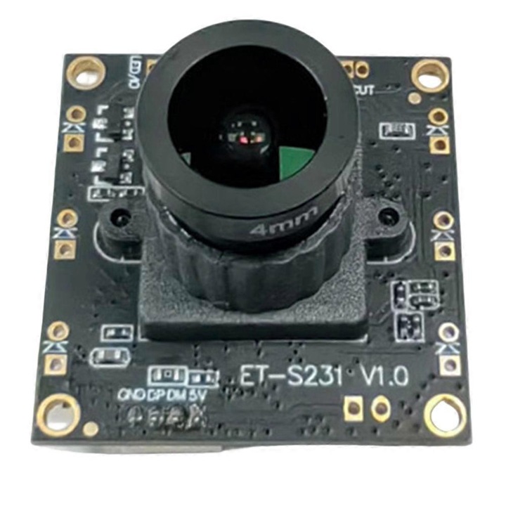 USB камера модул 2MP ET-S231 V1.0, 1080p 30 fps, 4 мм обектив, широкоъгълен, съвместим с Android/Linux, черен, FRU-CJK0424-260918-324