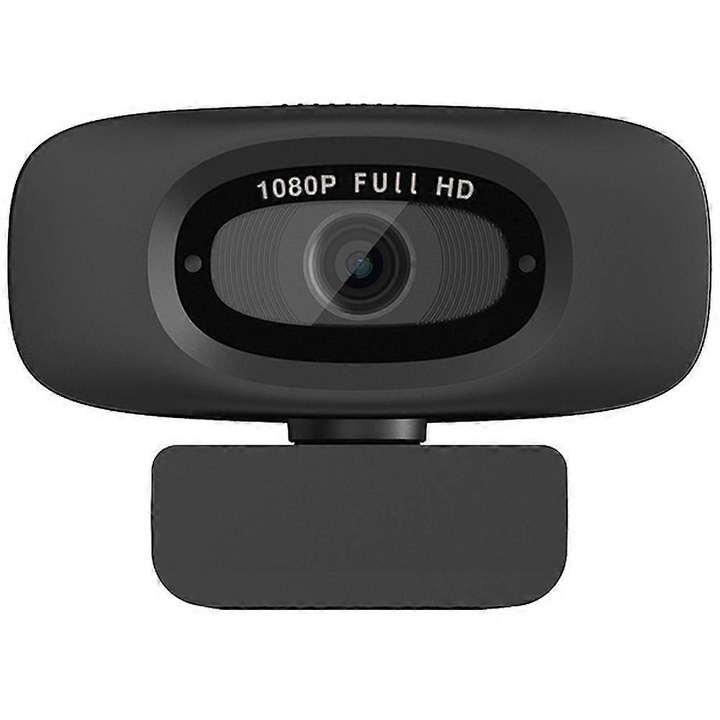Уеб камера FRU-CJK0424-260918-241, 1080P Full HD, вграден микрофон, plug-and-play USB, USB адаптер за лаптоп и телефон, черна