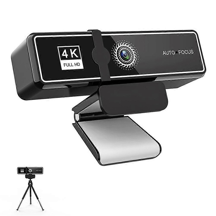 Уеб камера FRU-CJK0424-260919-020, 4K Ultra HD 30 fps, автофокус, вграден микрофон, капак за поверителност, USB, черна